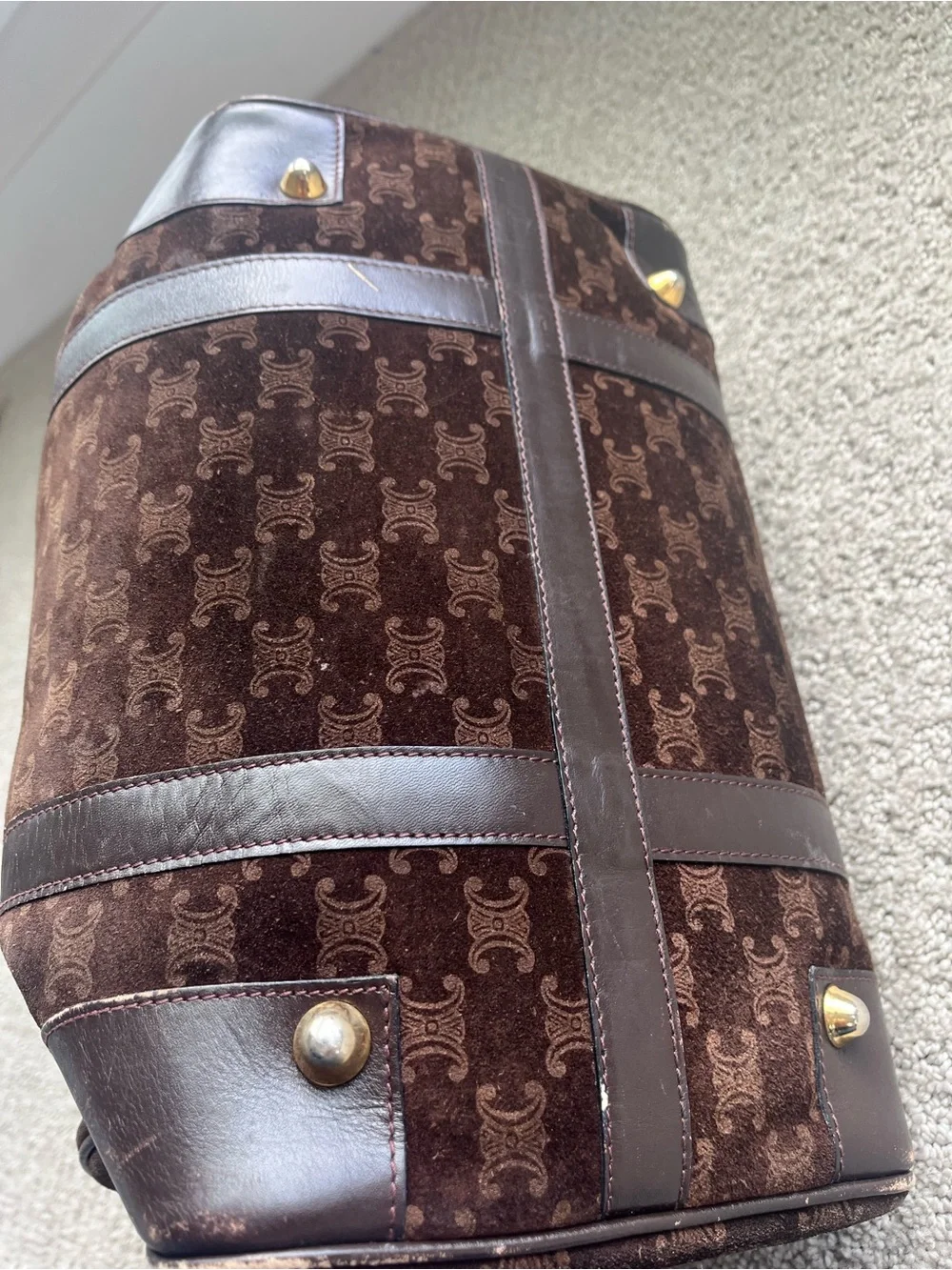 Celine vintage macadam suede Boston bag